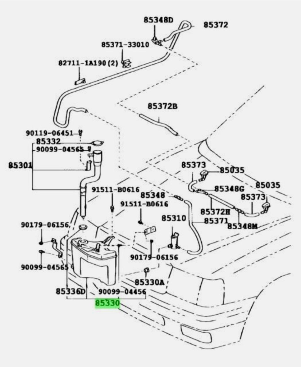 TOYOTA JZX100 MARK II / CHASER 1JZ-GTE WINDSHIELD WASHER TANK