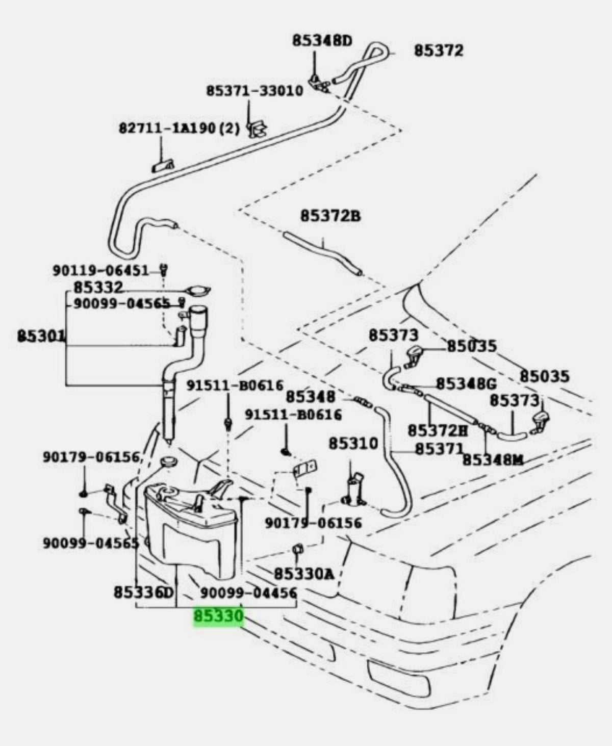 TOYOTA JZX100 MARK II / CHASER 1JZ-GTE WINDSHIELD WASHER TANK
